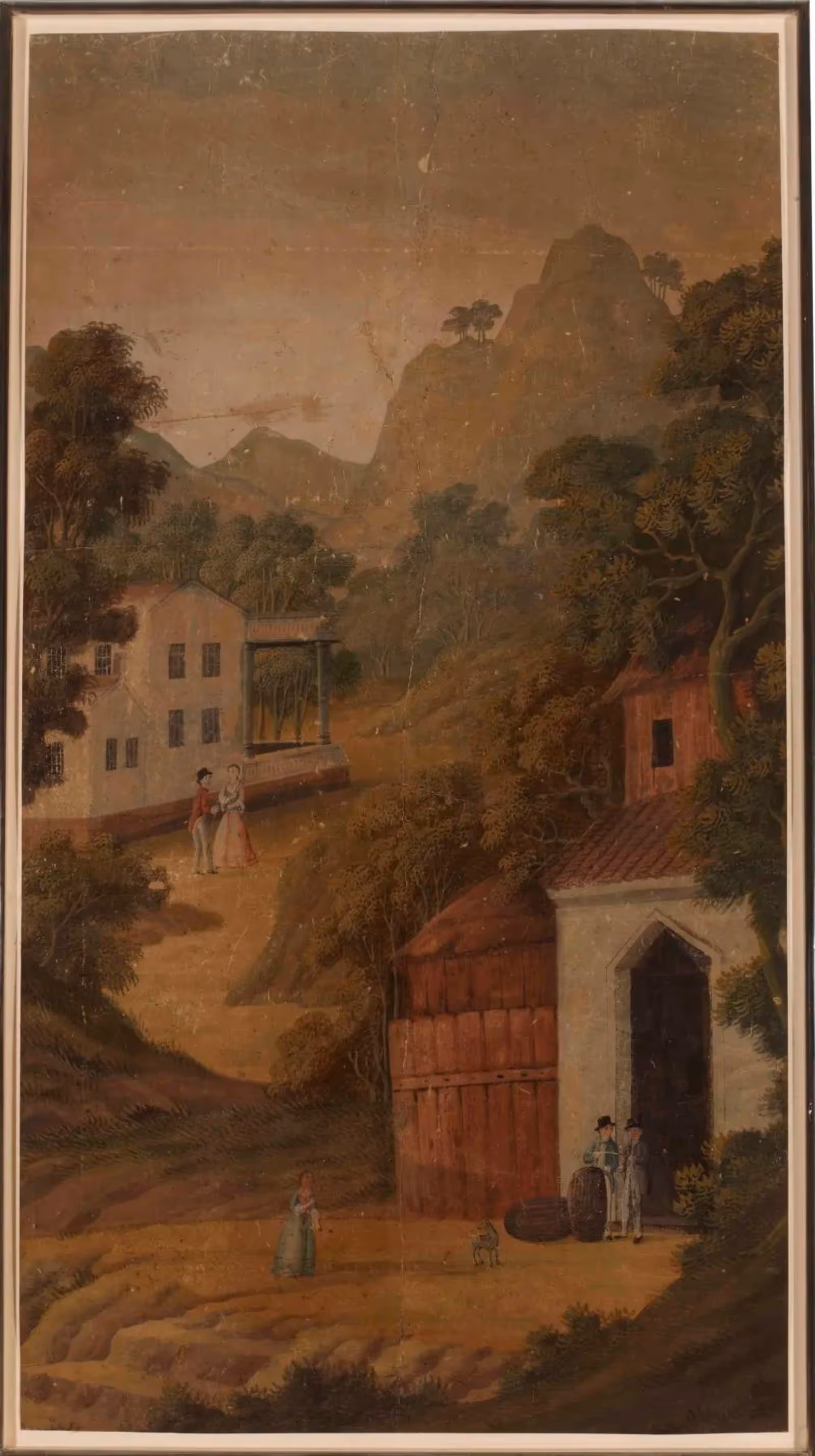 佚名, 《欧洲庭院之一、二、三》, 约1780年, 纸本水彩, 92×49.5cm