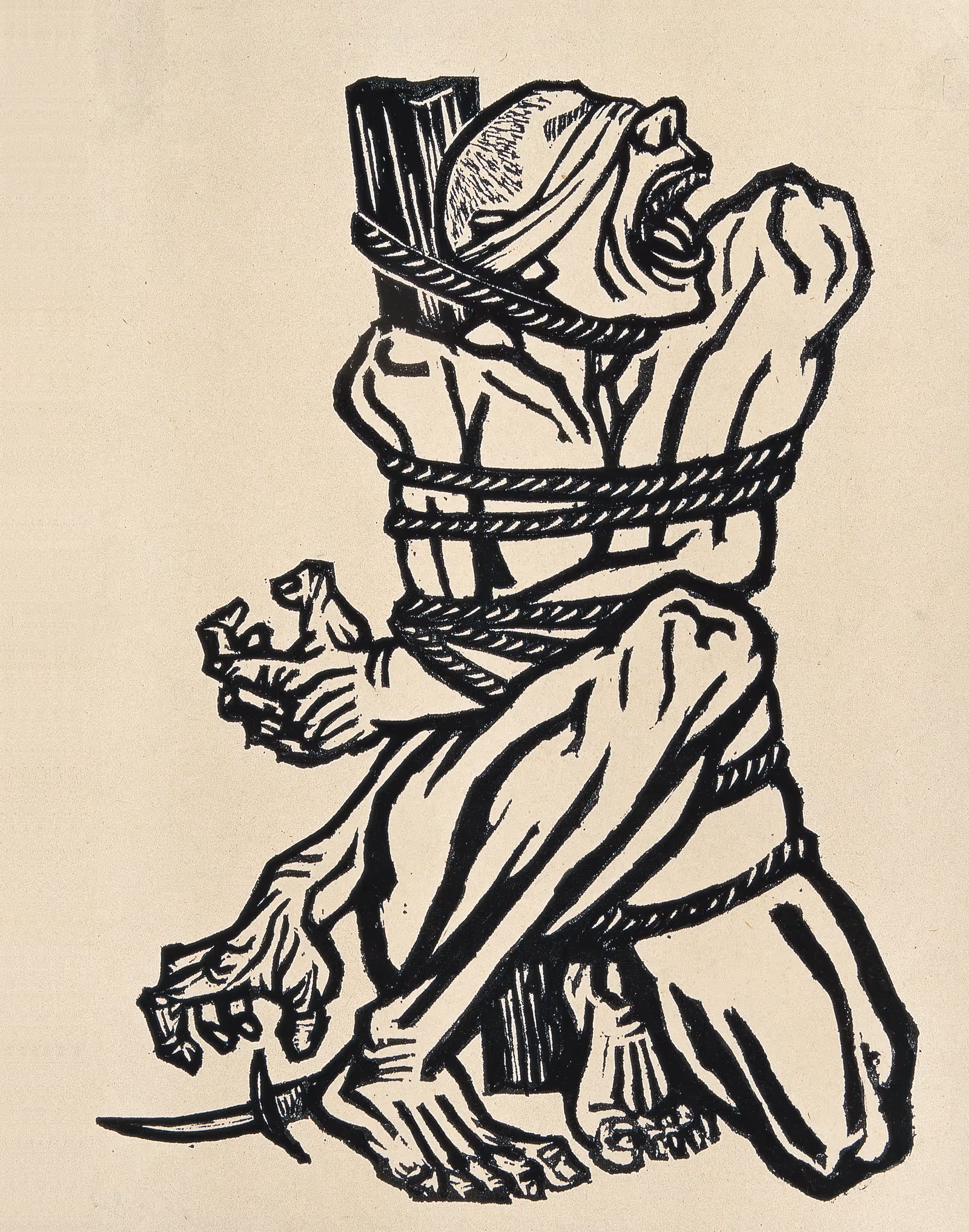 李桦，怒吼吧！中国，木刻，1935年